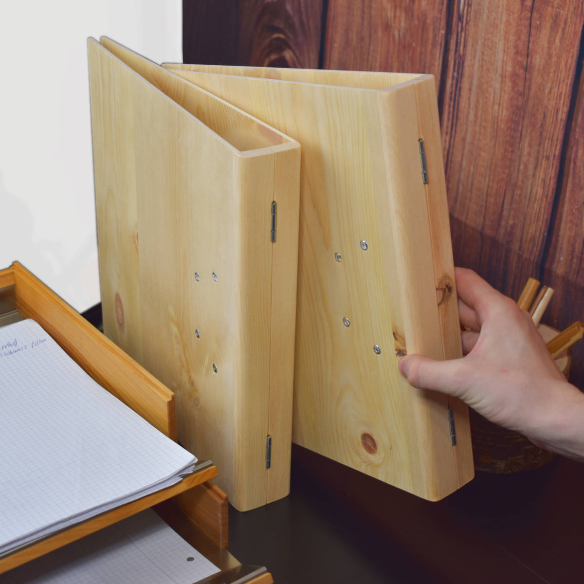 Edler Ordner DIN A4 aus Zirbenholz | L 30 x B 5 x H 32 x  cm  - echte Handarbeit aus Österreich
