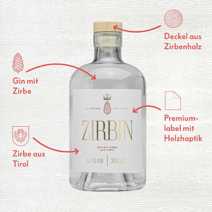 Zirbin Dry Gin Geschenksbox mit hochwertigem Glas Tumbler 0,2 lt 41,5% vol. alc.