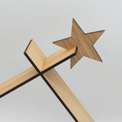 Moderne Holzkrippe ‘Einfach Weihnachten’ | 10-teilig | Eiche furniert | zum Zusammenstecken | Made in Germany