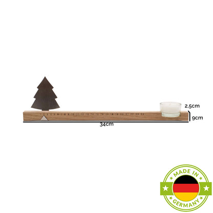 Minimalistischer Adventskalender | Eichenholz | mit Teelicht und Edelstahl Datumsanzeige