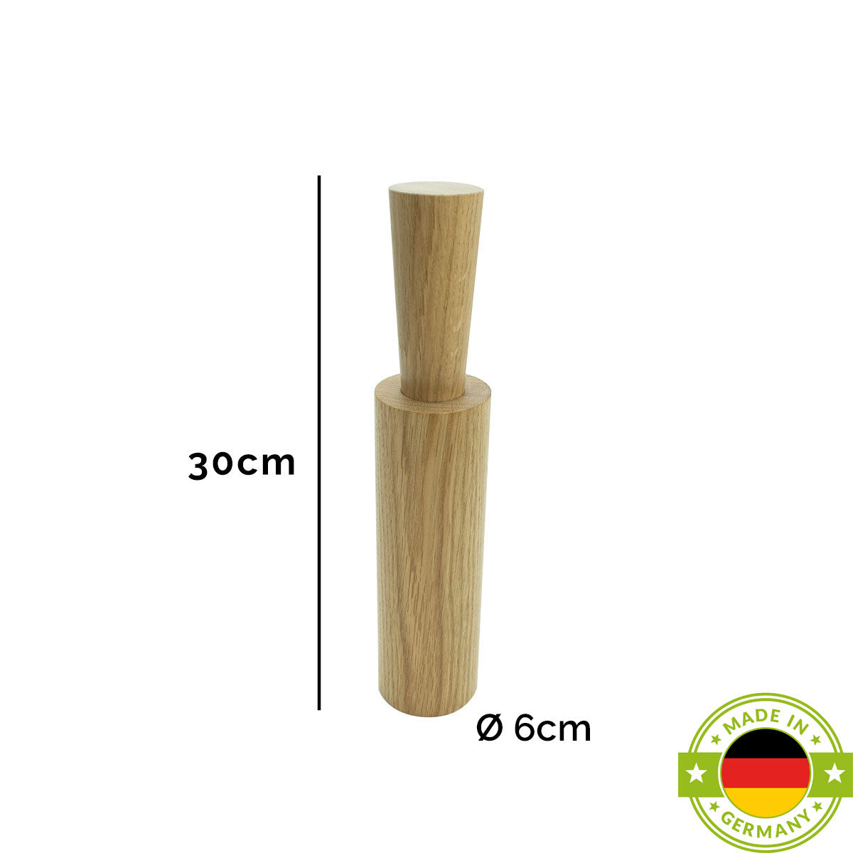 Salz- oder Pfeffermühle mit Porzellanmahlwerk | hoch | in verschiedenen Holzarten | mit Magnetkappe | DM 6 x H 29 cm