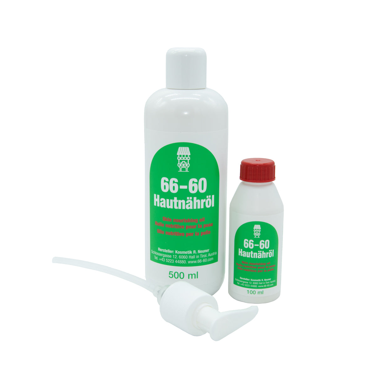Hautnähröl 66-60 die sanfte Pflegeemulsion mit Vitamin E Set 500 ml und 100 ml
